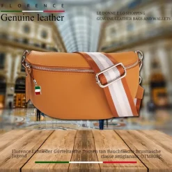 Florence Echtleder Gürteltasche Damen tan Bauchtasche Brusttasche Jugend OTM808C