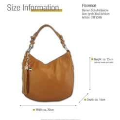 Florence Echtleder Hobo Bag Damen tan braun OTF134N