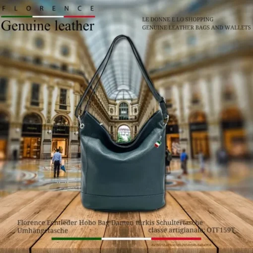 Florence Echtleder Hobo Bag Damen türkis OTF159T