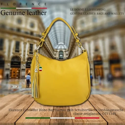 Florence Echtleder Hobo Bag Damen gelb OTF134Y