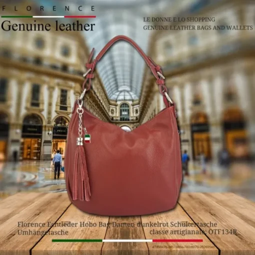 Florence Echtleder Hobo Bag Damen dunkelrot OTF134R