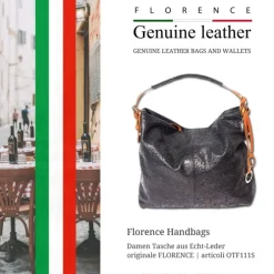 Florence florale Echtleder Hobo Bag Damen schwarz braun OTF111S