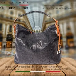 Florence florale Echtleder Hobo Bag Damen schwarz braun OTF111S