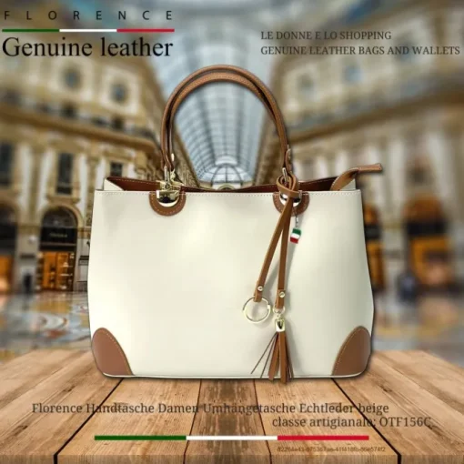 Florence Handtasche Damen Echtleder beige OTF156C