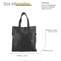 Florence Henkeltasche Tote Bag echtes Leder schwarz OTF116S