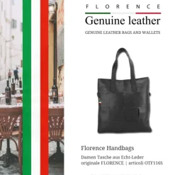 Florence Henkeltasche Tote Bag echtes Leder schwarz OTF116S