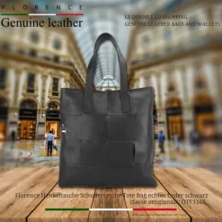 Florence Henkeltasche Tote Bag echtes Leder schwarz OTF116S