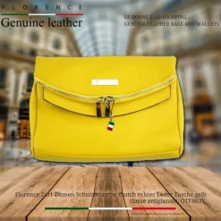 Florence 2in1 Damen Clutch echtes Leder Tasche gelb OTF803Y