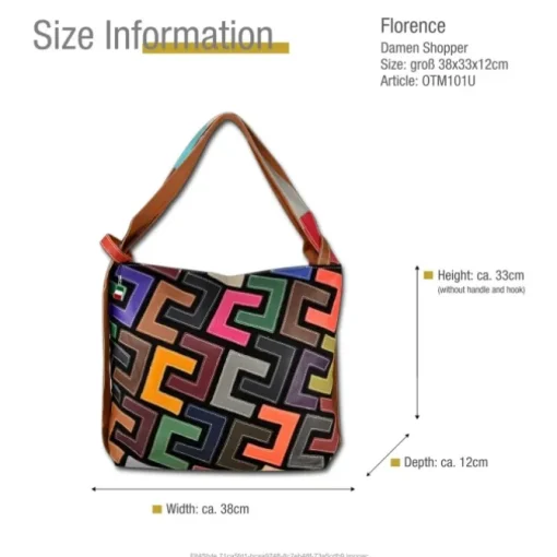 Florence ital. Damen Shopper Echtleder Patchwork OTM101U