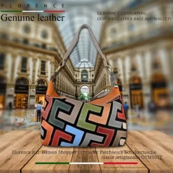 Florence ital. Damen Shopper Echtleder Patchwork OTM101T