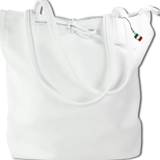 Florence ital. Shopper Echtleder Damen Business weiß OTM107W
