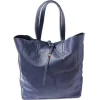 Florence ital. Shopper Echtleder Damen Business blau OTF112M