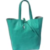Florence ital. Shopper Echtleder Damen Business türkis OTF112T