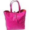 Florence ital. Shopper Echtleder Damen Business pink OTF112P