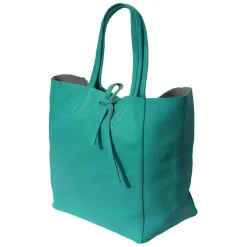 Florence ital. Shopper Echtleder Damen Business türkis OTF112T