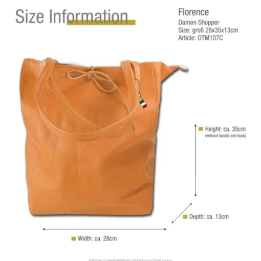 Florence ital. Shopper Echtleder Damen Business tan OTM107C