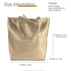 Florence ital. Shopper Echtleder Damen Business taupe OTM107N