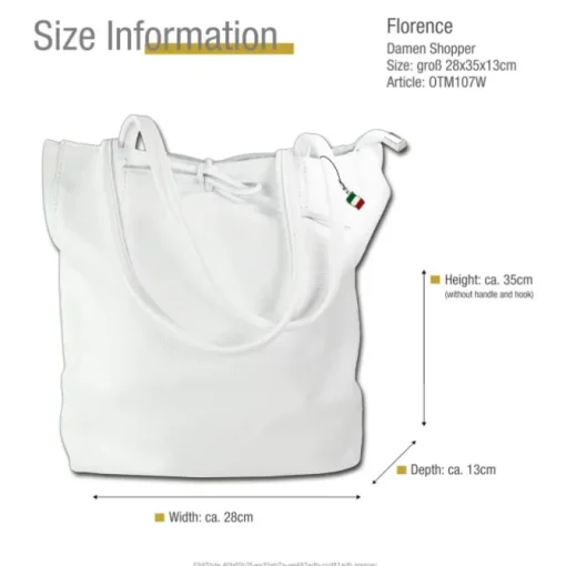 Florence ital. Shopper Echtleder Damen Business weiß OTM107W