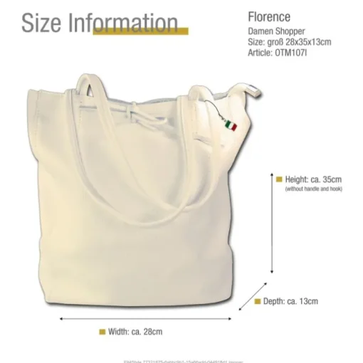 Florence ital. Shopper Echtleder Damen Business beige OTM107I