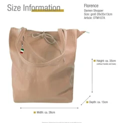 Florence ital. Shopper Echtleder Damen Business altrosa OTM107A