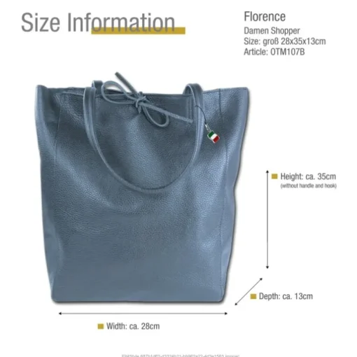 Florence ital. Shopper Echtleder Damen Business blau OTM107B