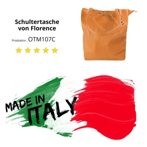 Florence ital. Shopper Echtleder Damen Business tan OTM107C