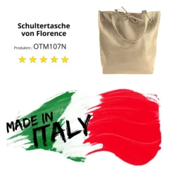 Florence ital. Shopper Echtleder Damen Business taupe OTM107N