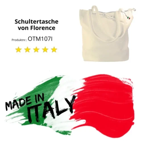 Florence ital. Shopper Echtleder Damen Business beige OTM107I