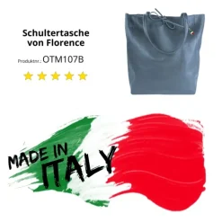 Florence ital. Shopper Echtleder Damen Business blau OTM107B