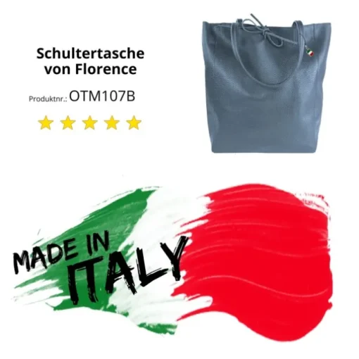 Florence ital. Shopper Echtleder Damen Business blau OTM107B