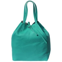 Florence ital. Shopper Echtleder Damen Business türkis OTF112T