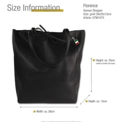 Florence ital. Shopper Echtleder Damen Business schwarz OTM107S