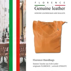 Florence ital. Shopper Echtleder Damen Business tan OTM107C