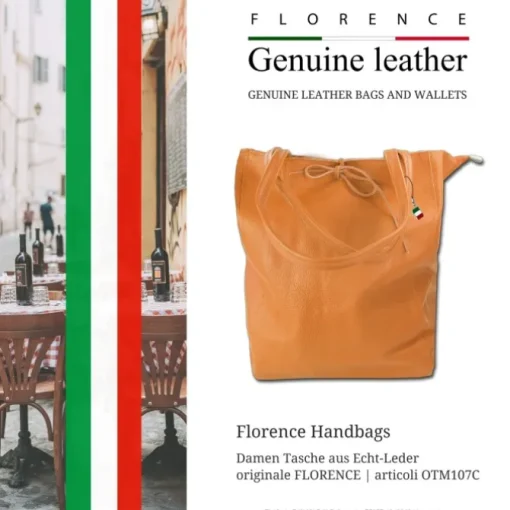 Florence ital. Shopper Echtleder Damen Business tan OTM107C