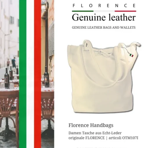 Florence ital. Shopper Echtleder Damen Business beige OTM107I