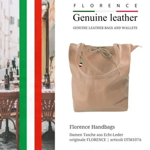 Florence ital. Shopper Echtleder Damen Business altrosa OTM107A