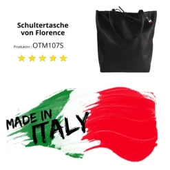 Florence ital. Shopper Echtleder Damen Business schwarz OTM107S