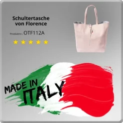 Florence ital. Shopper Echtleder Damen Business rosa OTF112A