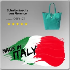 Florence ital. Shopper Echtleder Damen Business türkis OTF112T