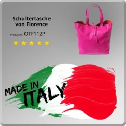 Florence ital. Shopper Echtleder Damen Business pink OTF112P