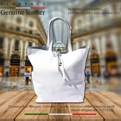 Florence ital. Shopper Echtleder Damen Business weiß OTF112W