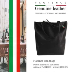 Florence ital. Shopper Echtleder Damen Business schwarz OTM107S