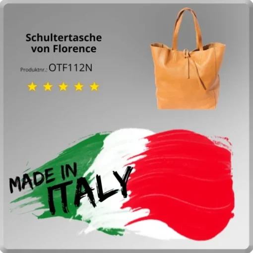 Florence ital. Shopper Echtleder Damen Business cognac OTF112N