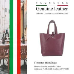 Florence ital. Shopper Echtleder Damen Business bordeaux OTF112D