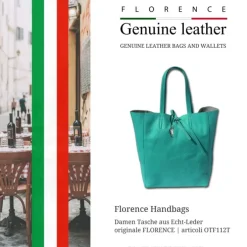 Florence ital. Shopper Echtleder Damen Business türkis OTF112T