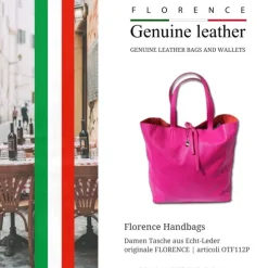 Florence ital. Shopper Echtleder Damen Business pink OTF112P