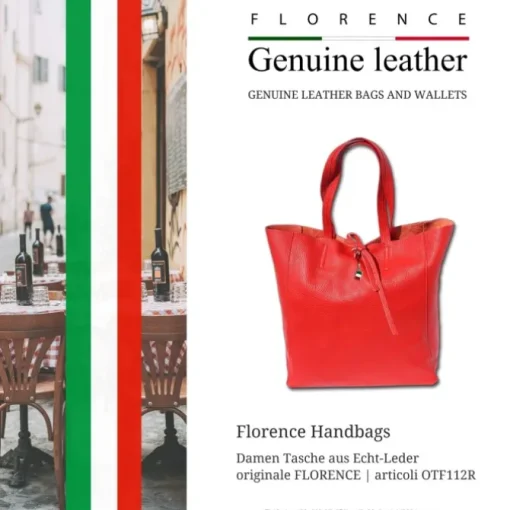 Florence ital. Shopper Echtleder Damen Business rot OTF112R
