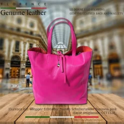 Florence ital. Shopper Echtleder Damen Business pink OTF112P
