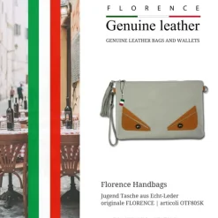 Florence Jugend Handgelenktasche Tasche Echtleder grau OTF805K
