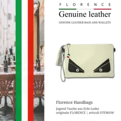 Florence Jugend Handgelenktasche Tasche Echtleder beige OTF805W
